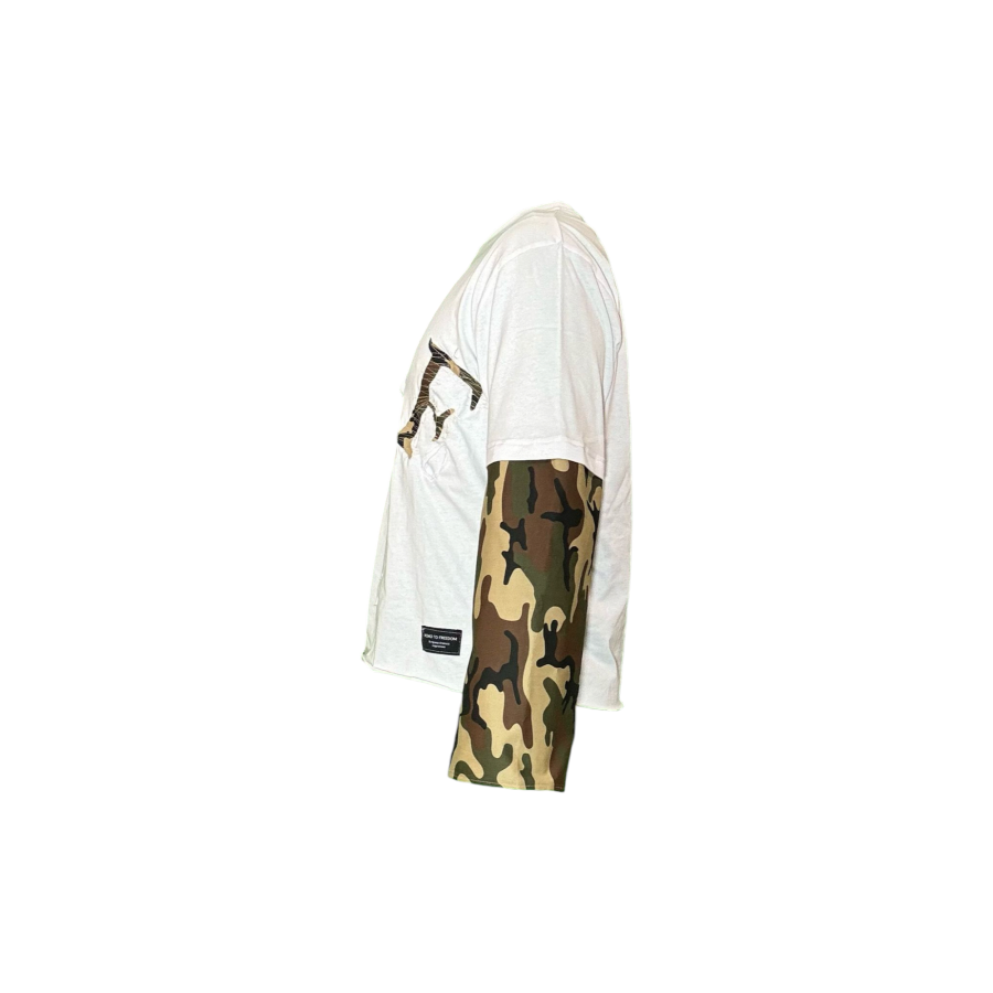 Long sleeve bianca con dettagli militari - immagine 2