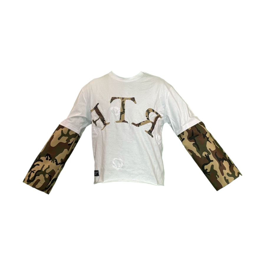 Long sleeve bianca con dettagli militari