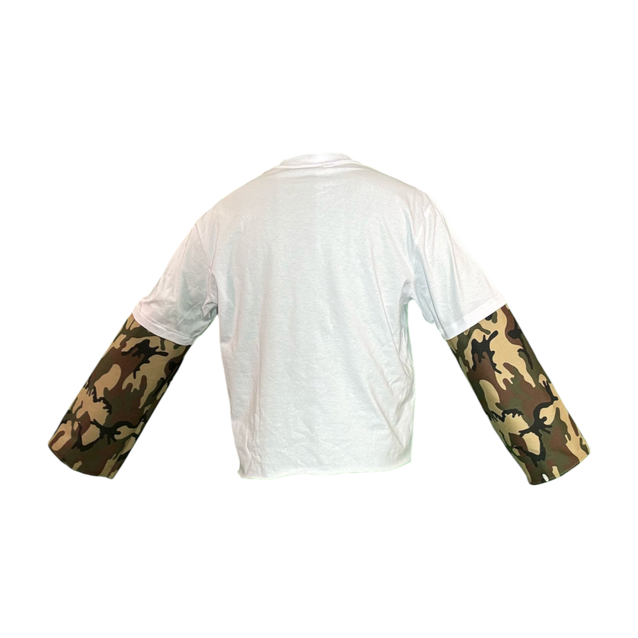 Long sleeve bianca con dettagli militari - immagine 3