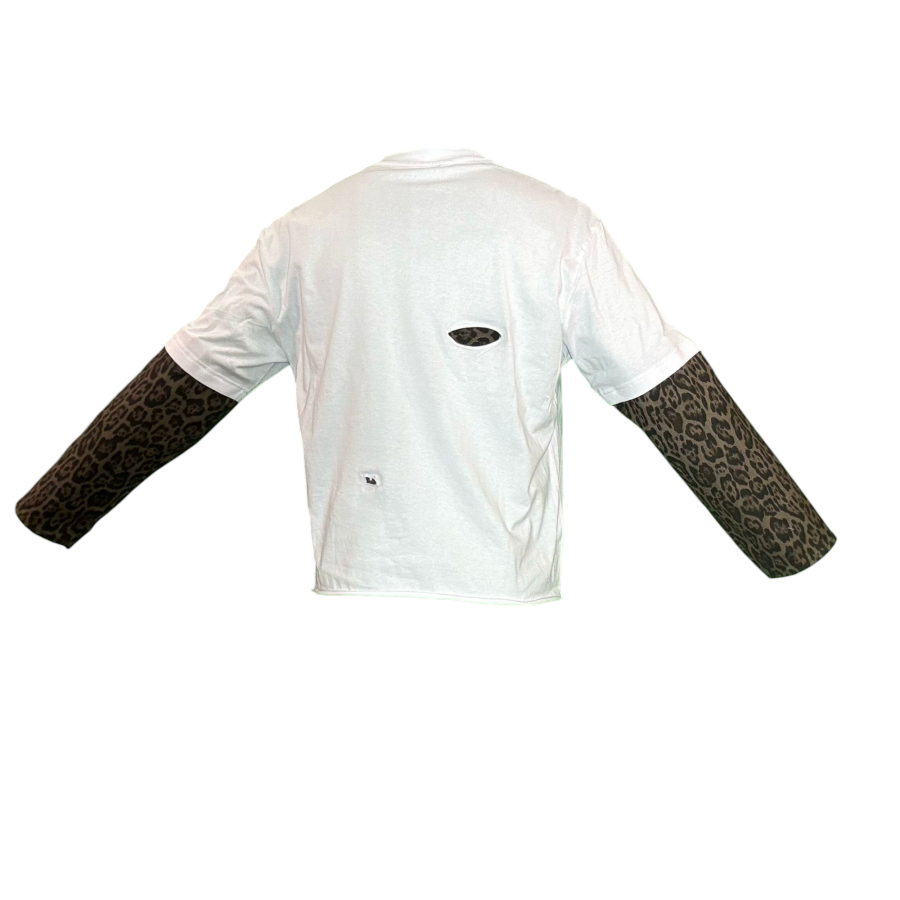 Long sleeve bianca con dettagli maculati - immagine 3