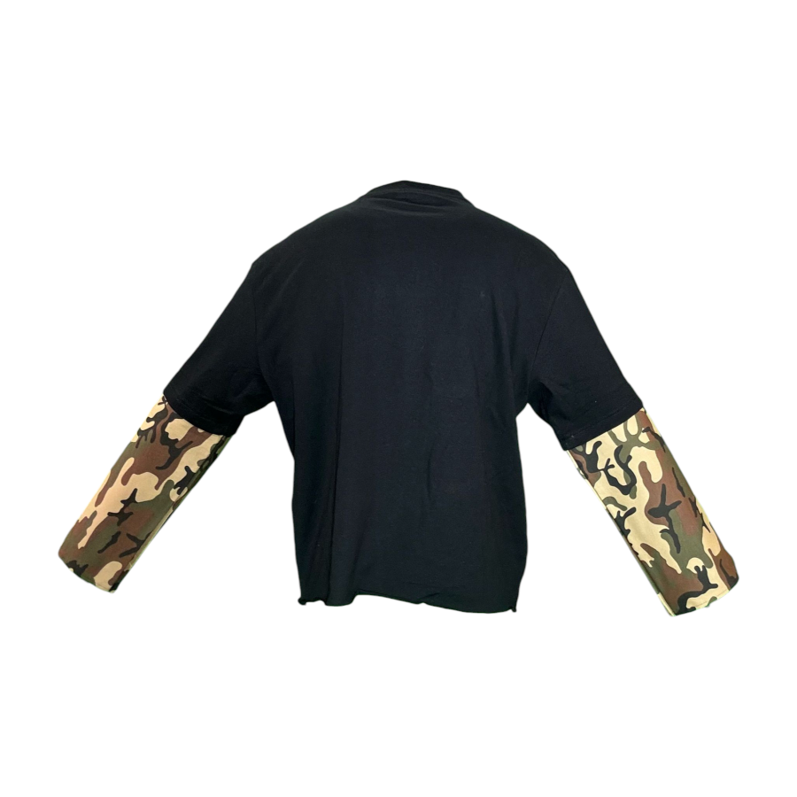 Long sleeve nera con dettagli militari - immagine 3