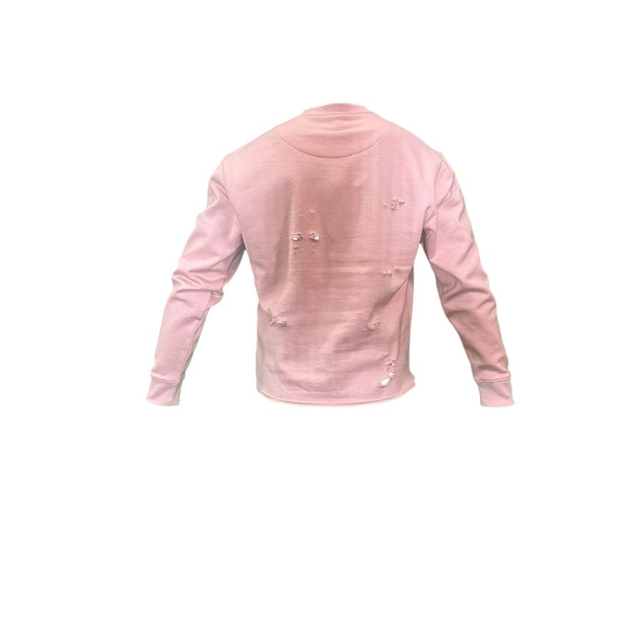 Felpa girocollo con scritta in Denim rosa - immagine 3