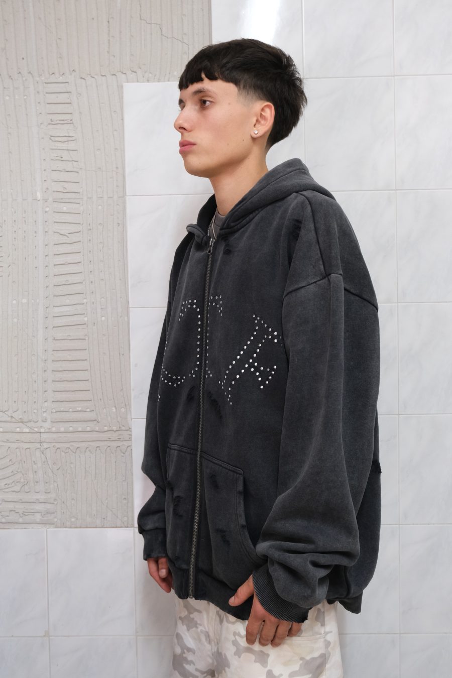 Felpa con Zip Antracite Slavata - immagine 2