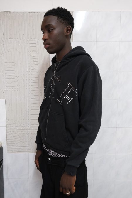 Felpa con Zip Nera Slavata