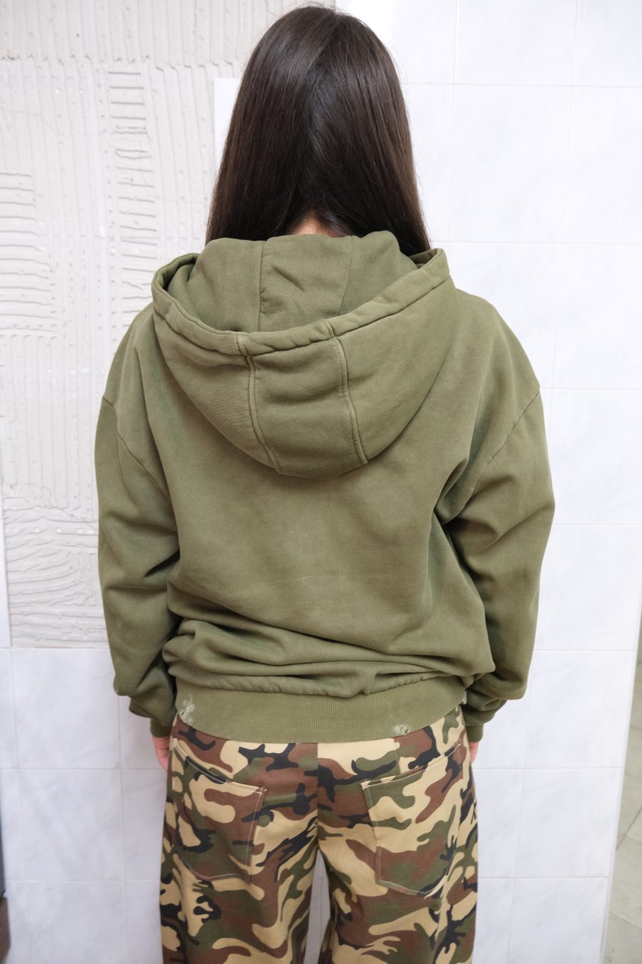 Felpa con Zip Verde Slavata - immagine 3